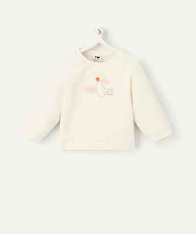 CategoryModel (8821750988942@1988)  - long-sleeved baby girl sweatshirt in ecru organic cotton with little bird motif