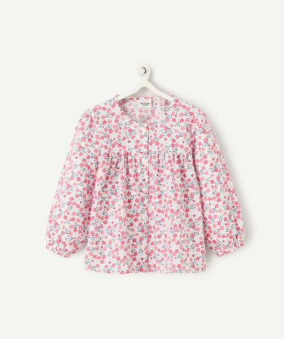 CategoryModel (8821752627342@2720)  - long-sleeved baby girl blouse in pink floral print bion cotton