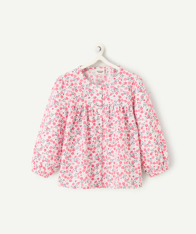 CategoryModel (8821758361742@9842)  - blouse manches longues bébé fille en coton bion imprimé fleuri rose