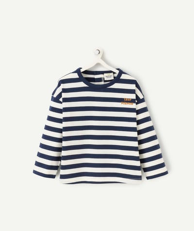 CategoryModel (8821752889486@4257)  - long-sleeved baby boy t-shirt in navy blue and ecru organic cotton marinière with heart message