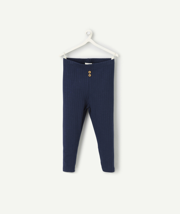   - baby boy leggings in ribbed blue organic cotton