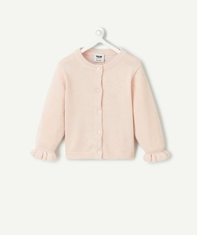 CategoryModel (8821752823950@492)  - cardigan bébé fille en coton bio rose pâle et boutons pailletés