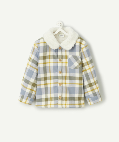 CategoryModel (8825060098190@26241)  - baby boy shirt in recycled fibers and sherpa with blue and green checks