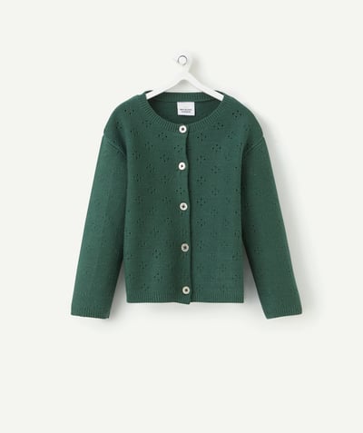 CategoryModel (8824667504782@130)  - baby girl's long-sleeved cardigan in fir green organic cotton