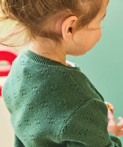 CategoryModel (8821752823950@486)  - baby girl's long-sleeved cardigan in fir green organic cotton