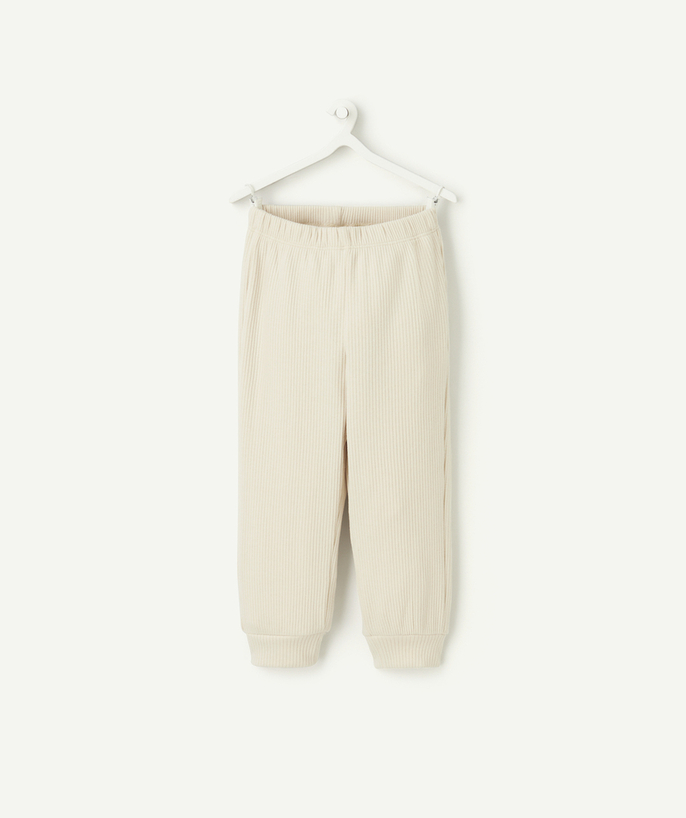   - pantalon de jogging bébé garçon en coton bio côtelé écru 