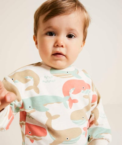 CategoryModel (8825846890638@246)  - baby boy sweatshirt in recycled fiber with whale print