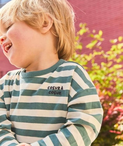 CategoryModel (8825977503886@3)  - t-shirt manches longues bébé garçon en coton bio marinière vert avec message brodé sur le cœur