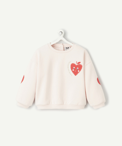 CategoryModel (8821752627342@2720)  - long-sleeved baby girl sweatshirt in pale pink recycled fibers with heart pattern