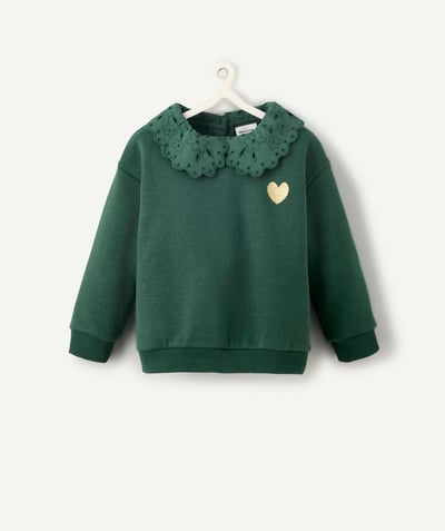 CategoryModel (8824666783886@78)  - sweat manches longues bébé fille en fibres recyclées vert sapin