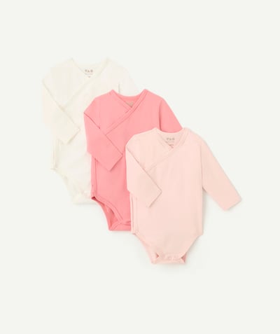 CategoryModel (8821750956174@171)  - set of 3 pink and white bodies in organic cotton