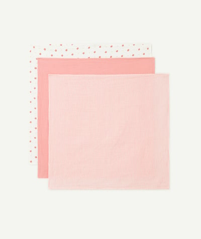 CategoryModel (8821750988942@1988)  - set of 3 pink cotton gauze baby girl diapers, striped or floral print