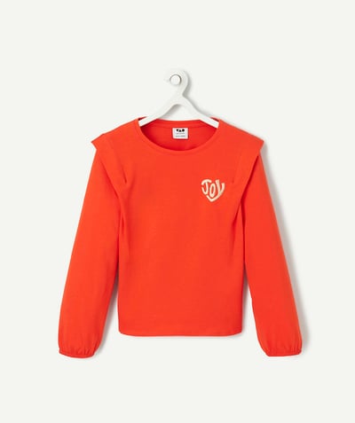 CategoryModel (8826108575886@7)  - Long-sleeved girl's T-shirt in red organic cotton with joy heart