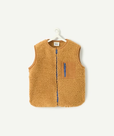 CategoryModel (8824928927886@20)  - cardigan sans manches bébé garçon en sherpa ocre