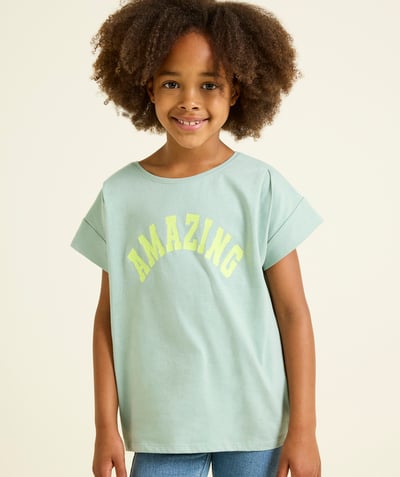 CategoryModel (8825060229262@31927)  - short-sleeved t-shirt for girls in green organic cotton with amazing message