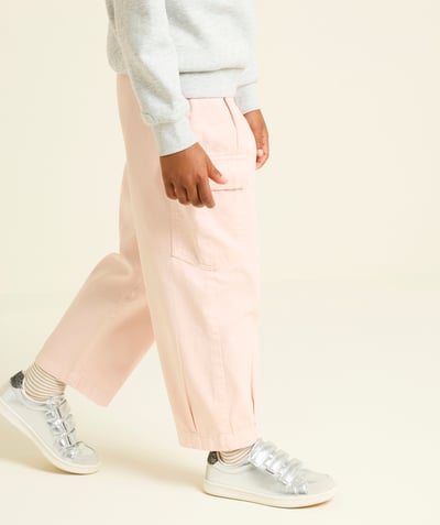 CategoryModel (8826176241806@1068)  - girl's cargo style parachute pants in light pink denim low impact