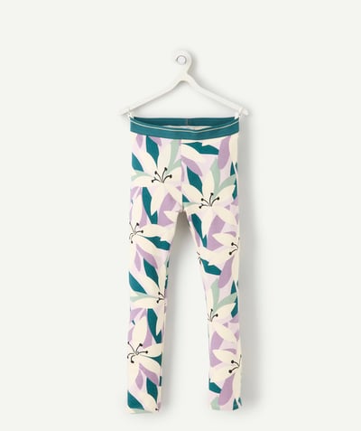 CategoryModel (8826176209038@833)  - legging fille en viscose responsable imprimé floral vert et mauve