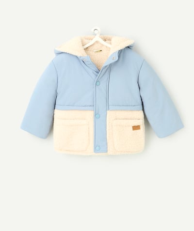 CategoryModel (8824896913550@783)  - baby boy parka in light blue recycled padding and buckles