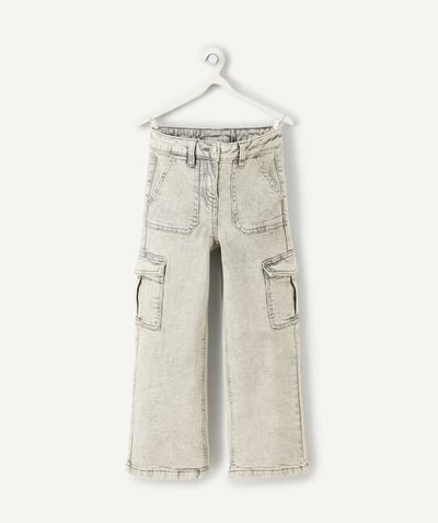 CategoryModel (8825585270926@33)  - pantalon fille cargo en denim gris délavé low impact