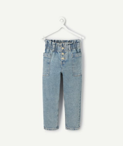 CategoryModel (8821759639694@6096)  - girl's pants in faded blue low-impact denim with elastic waistband