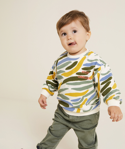 CategoryModel (8821755117710@284)  - baby boy sweatshirt in recycled fibers khaki yellow and blue