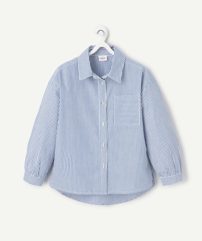   - blue and white striped organic cotton girl's shirt