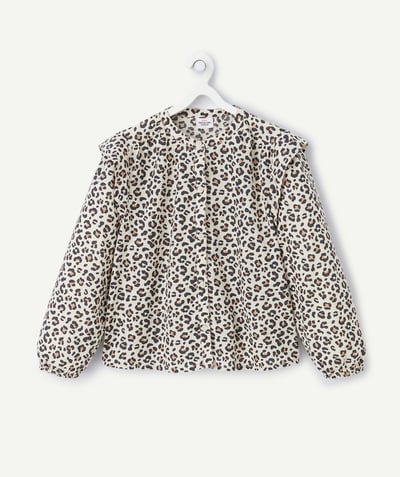 CategoryModel (8823356031118@17679)  - girl's blouse in organic cotton with leopard print mao collar