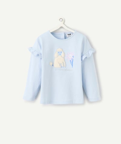 CategoryModel (8825420415118@328)  - t-shirt bébé fille en coton bio bleu ciel avec mouton en bouclettes