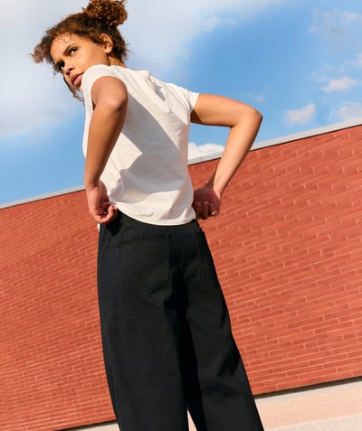 CategoryModel (8821764391054@939)  - girl's wide-leg pants in black recycled fiber
