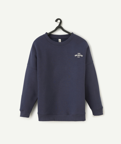 CategoryModel (8821764882574@299)  - girl's navy blue recycled fiber sweater with white message