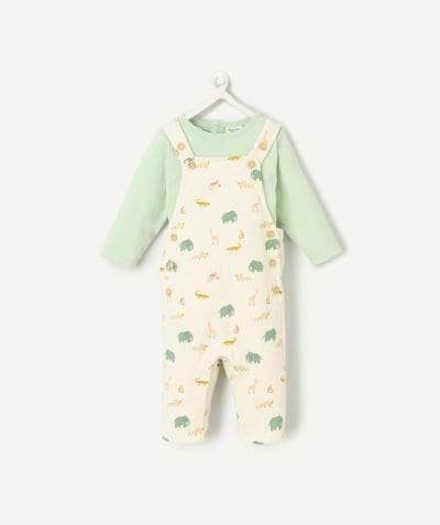 CategoryModel (8821750988942@1988)  - organic cotton baby animal print t-shirt and dungarees set