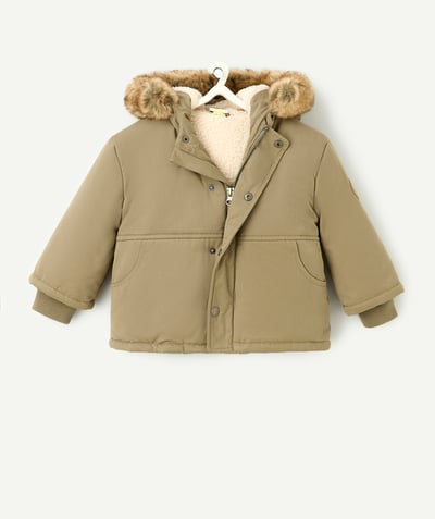 CategoryModel (8821752889486@5611)  - baby girl hooded parka in recycled khaki and sherpa padding