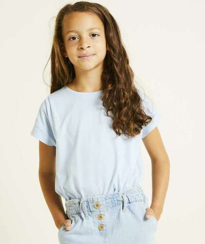CategoryModel (8821759639694@6096)  - t-shirt manches courtes fille en coton bio bleu ciel