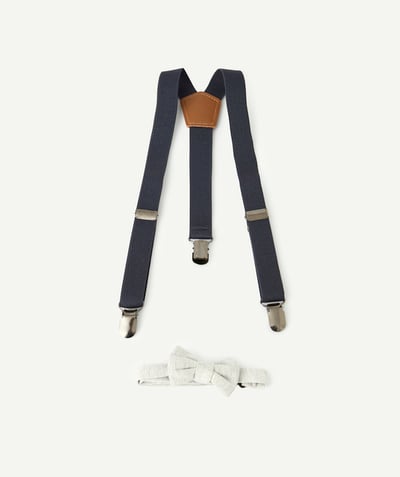 CategoryModel (8826108772494@5)  - baby boy navy blue and grey suspenders and bow set