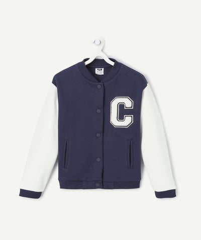 CategoryModel (8821759639694@6096)  - girl's recycled fiber teddy jacket navy blue and white