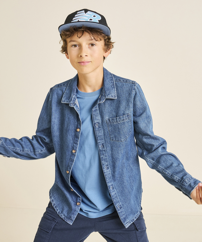   - boy's shirt in low-impact blue denim