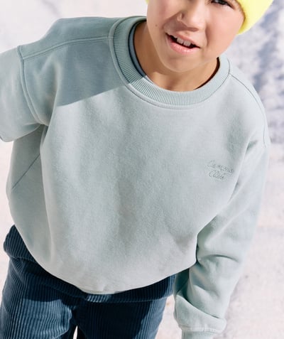 CategoryModel (8826370949262@510)  - pastel green recycled-fibre boy's sweatshirt with embroidered message