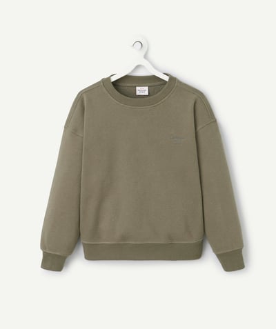 CategoryModel (8821761507470@9356)  - Boy's sweatshirt in khaki recycled fibers with embroidered message