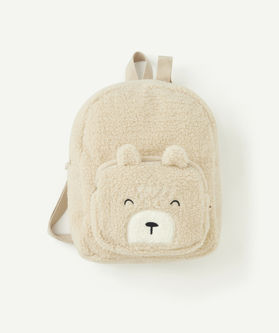 CategoryModel (8821755936910@27)  - zipped baby boy backpack in ecru buckles with bear motif