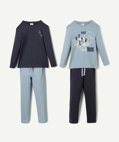 CategoryModel (8826403881102@253)  - set of 2 blue organic cotton boy's long-sleeved pyjama pants