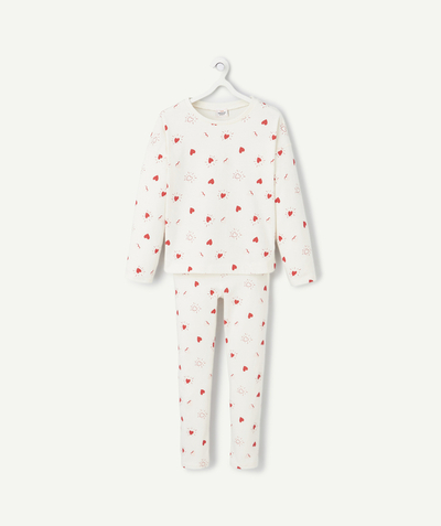 CategoryModel (8821759574158@3084)  - girl's pyjamas in ecru organic cotton with red heart print