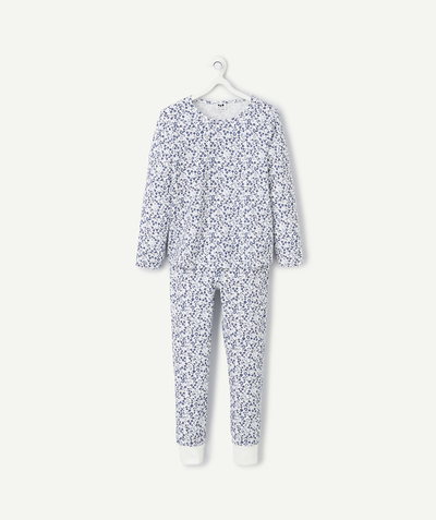 CategoryModel (8821759410318@499)  - organic cotton girl's pyjamas white floral print blue
