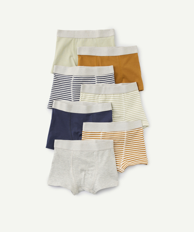 CategoryModel (8821761507470@9206)  - pack of 7 striped and plain organic cotton boxer shorts for boys