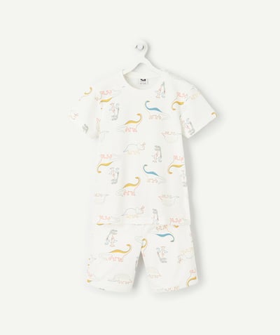 CategoryModel (8821761507470@9206)  - pyjama manches courtes garçon en coton bio blanc imprimé dinosaures
