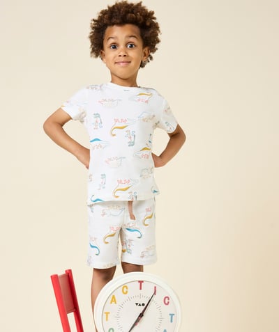 CategoryModel (8826403848334@147)  - pyjama manches courtes garçon en coton bio blanc imprimé dinosaures