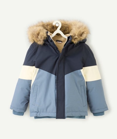 CategoryModel (8824896946318@530)  - manteau garçon bleu avec capuche imitation fourrure amovible