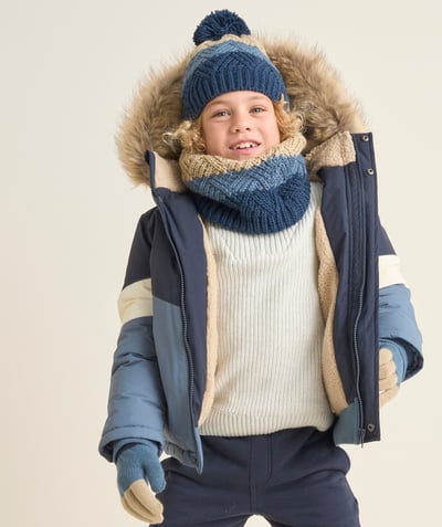 CategoryModel (8826371244174@101)  - manteau garçon bleu avec capuche imitation fourrure amovible