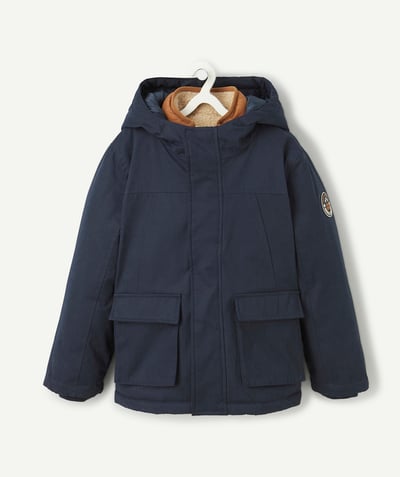 CategoryModel (8821764587662@21033)  - boy's 3-in-1 reversible sleeveless down jacket navy blue brown and sherpa