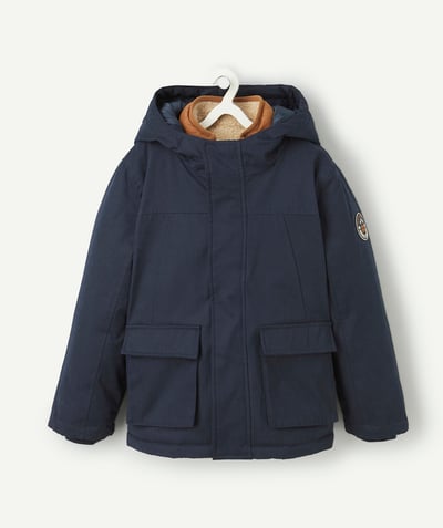 CategoryModel (8824896946318@530)  - boy's 3-in-1 reversible sleeveless down jacket navy blue brown and sherpa