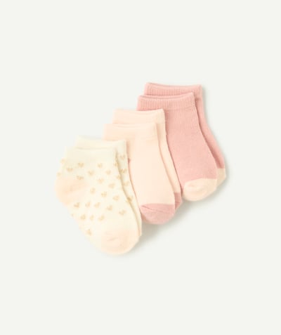 CategoryModel (8821753282702@169)  - lot de 3 paires de chaussettes bébé fille rose et écru détails dorés